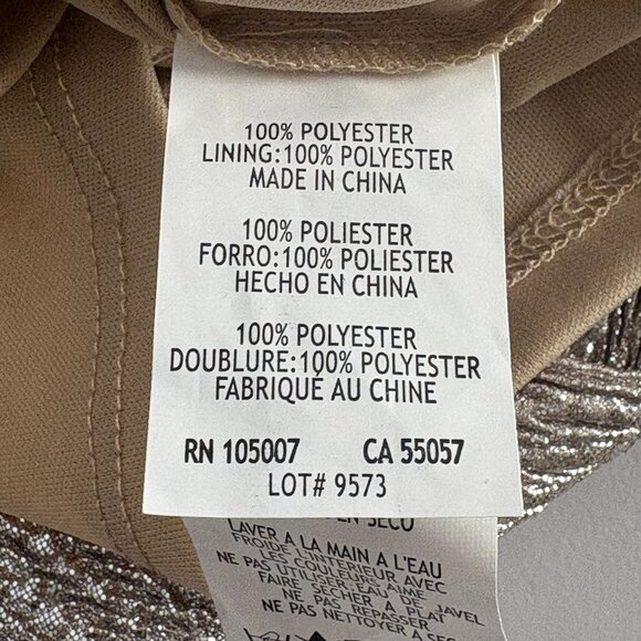 Marina Sheath Cocktail Dress Size 4 Silver Metallic Ruched Waist V Neck Holiday - Picture 7 of 12